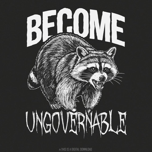 Vintage Angry Raccoon PNG, Trash Panda Meme Graphic - 300 DPI Design for