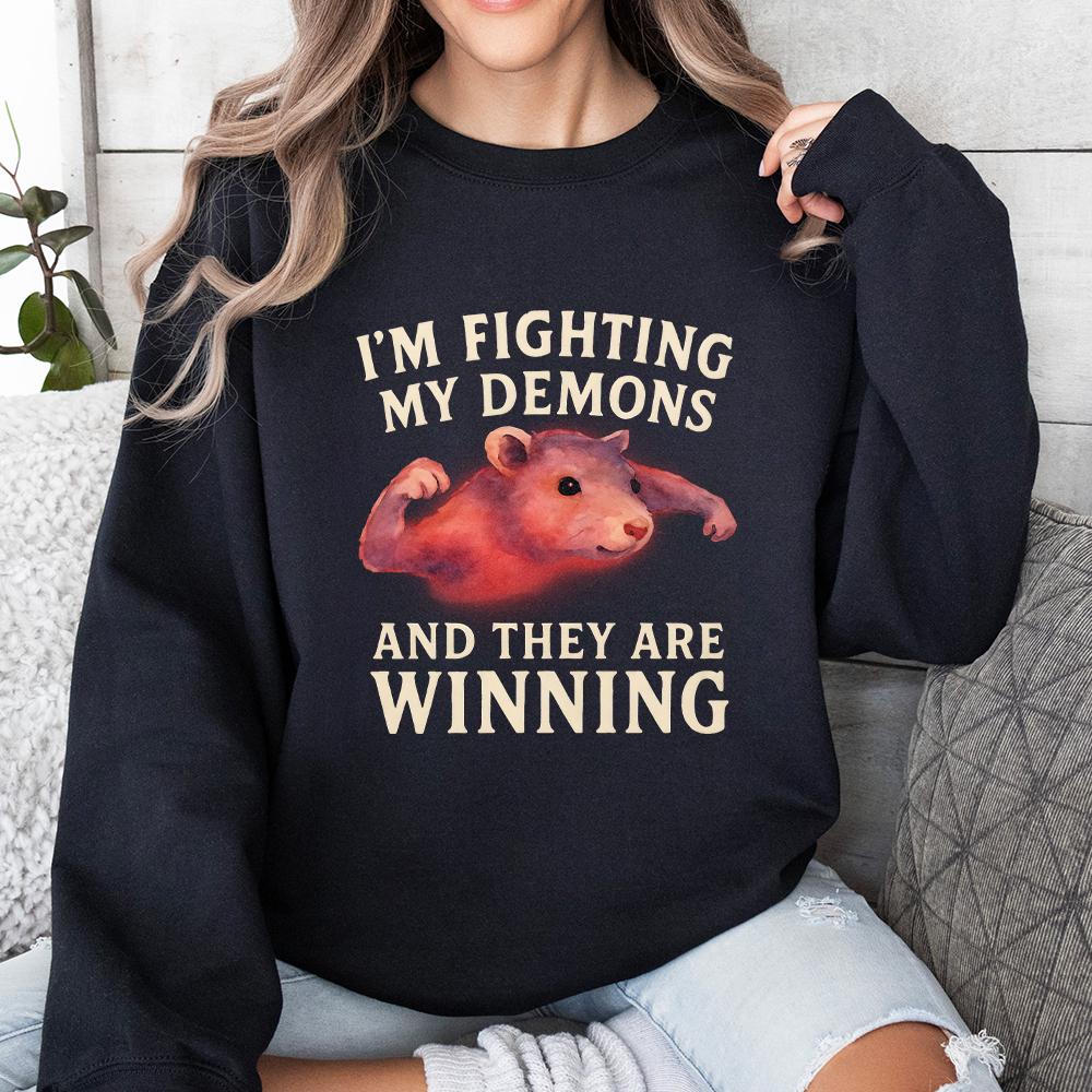 I'm Fighting My Demons And They Are Winning png, Funny Raccoon Shirt -