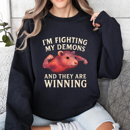 I'm Fighting My Demons And They Are Winning png, Funny Raccoon Shirt -
