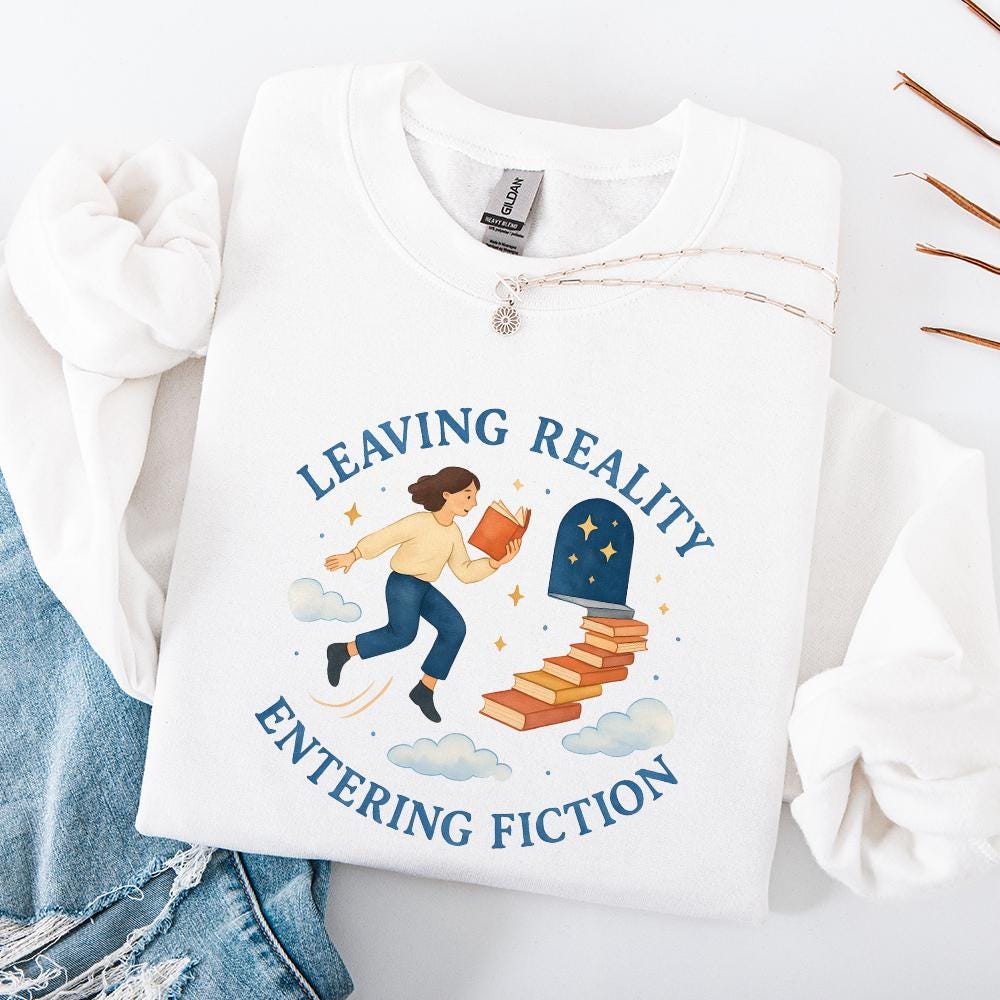 Leaving Reality Entering Fiction PNG, Bookish Digital Art - 300 DPI