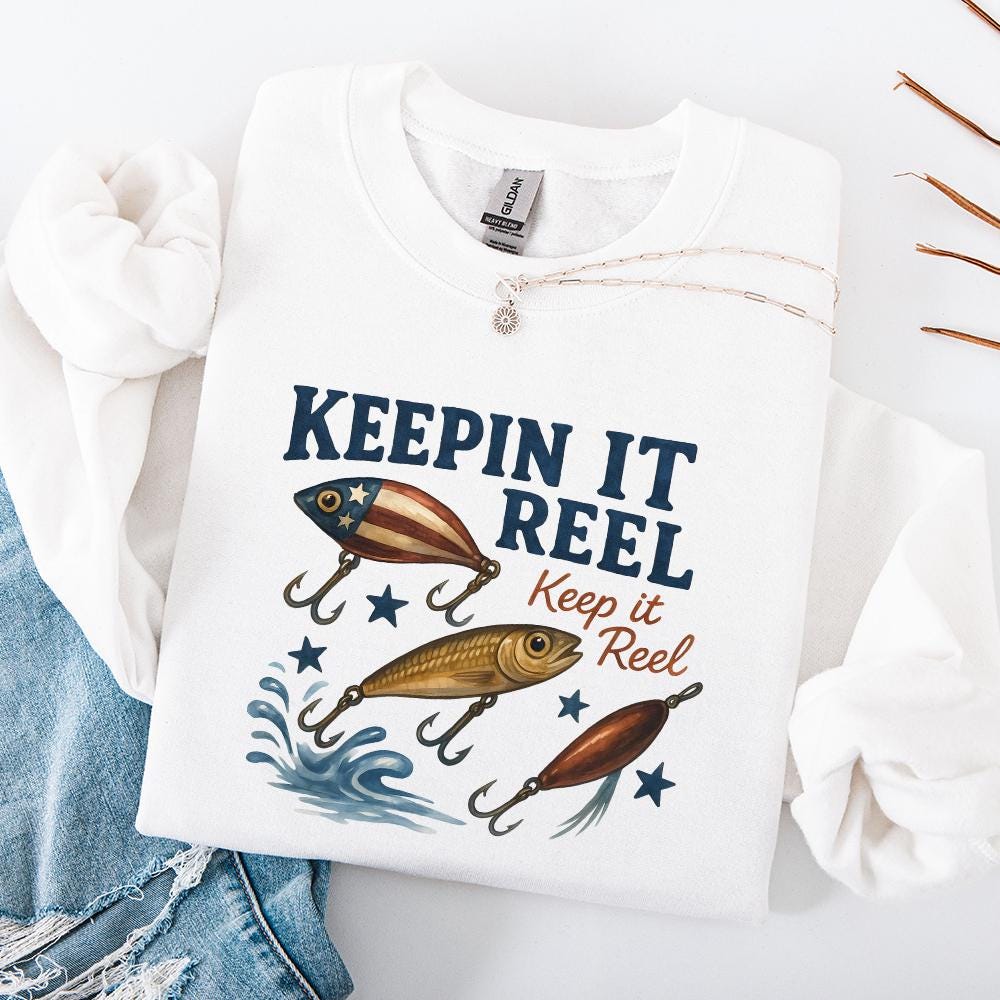 America Fish Flag Png, Keepin' it Reel Png - 300 DPI Design for T-Shirt
