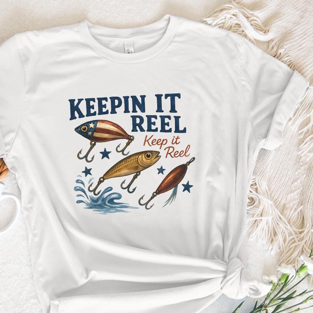 America Fish Flag Png, Keepin' it Reel Png - 300 DPI Design for T-Shirt