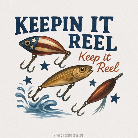 America Fish Flag Png, Keepin' it Reel Png - 300 DPI Design for T-Shirt