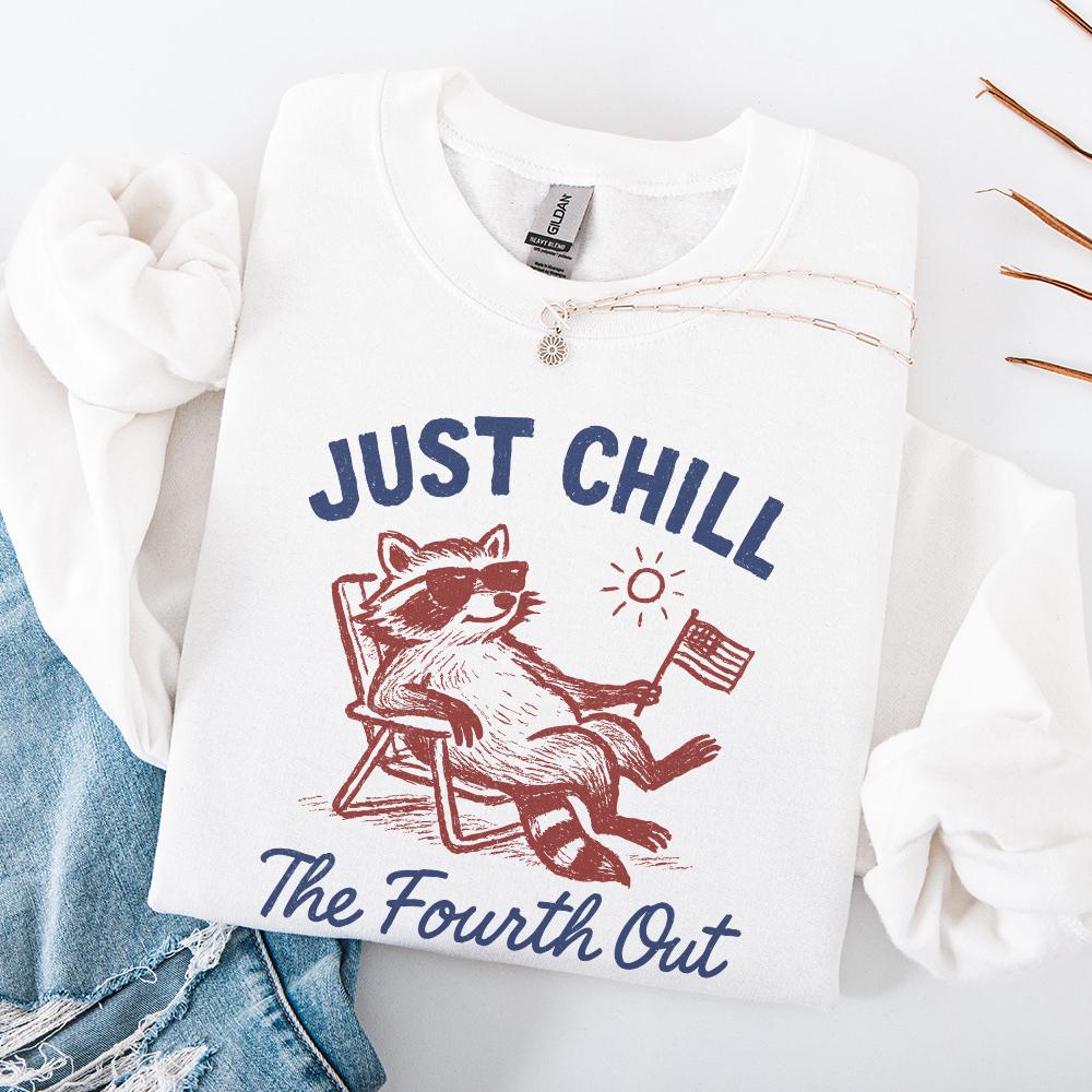 Raccoon Just Chill the Fourth Out Png, 4th of July Png - 300 DPI Design