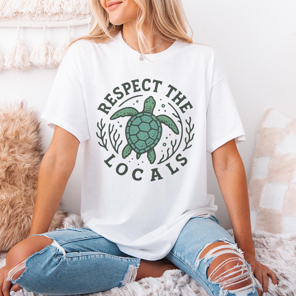 Respect the Locals PNG, Sea Turtle Shirt Design - 300 DPI Design for