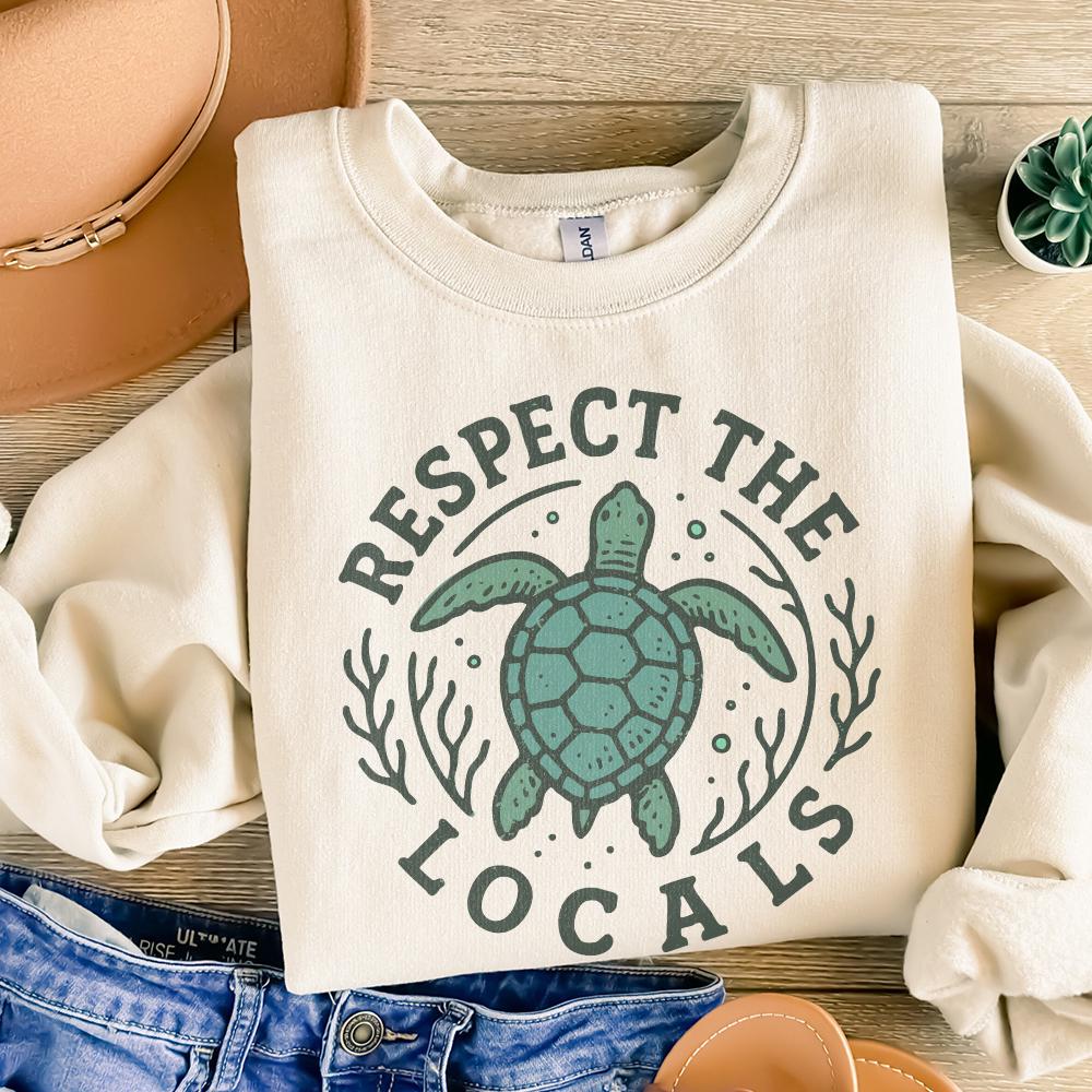 Respect the Locals PNG, Sea Turtle Shirt Design - 300 DPI Design for