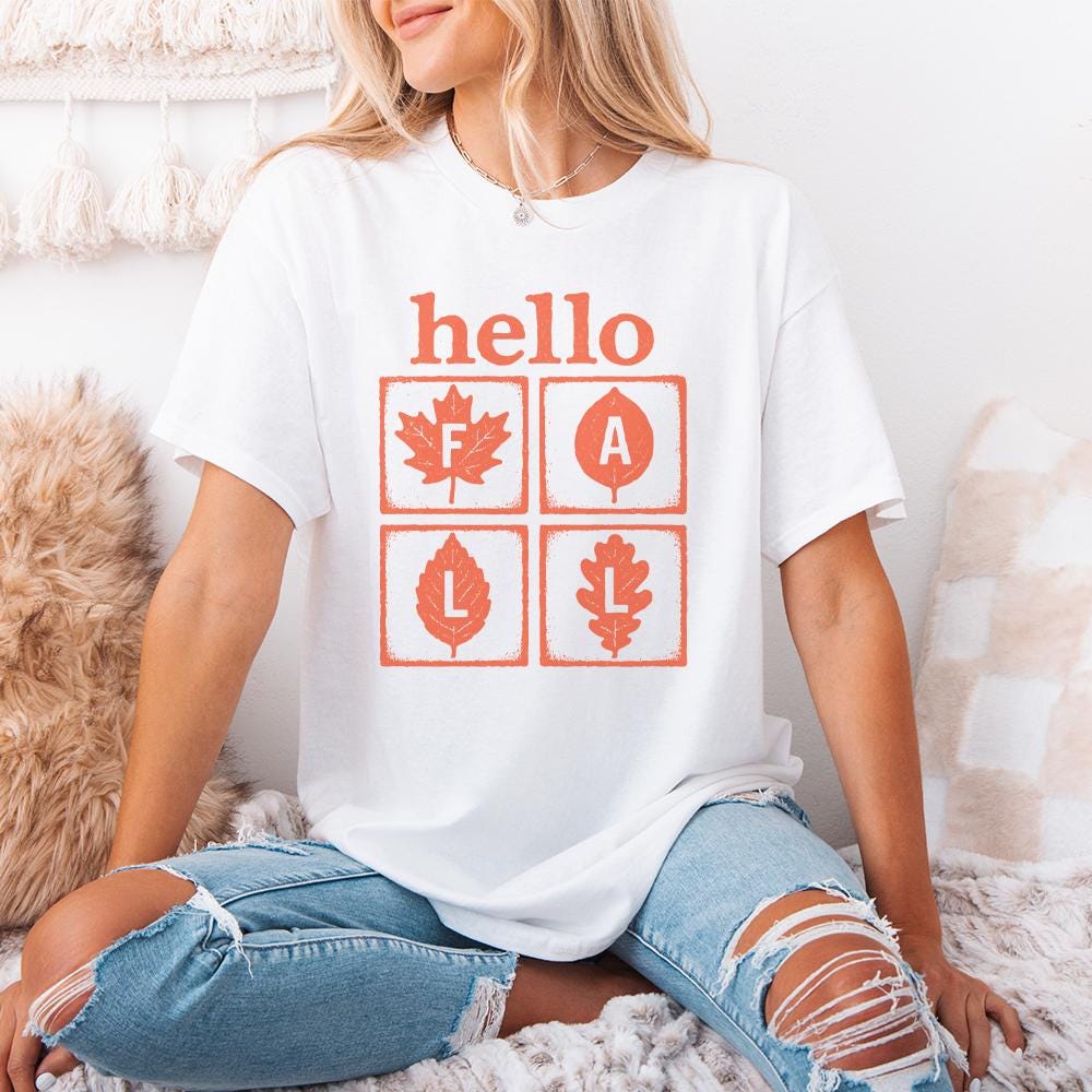 Hello Fall PNG, Autumn Leaves PNG - 300 DPI Design for T-Shirt
