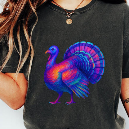 Turkey PNG, Vibrant Rainbow Turkey Sublimation - 300 DPI Design for T-Shirt