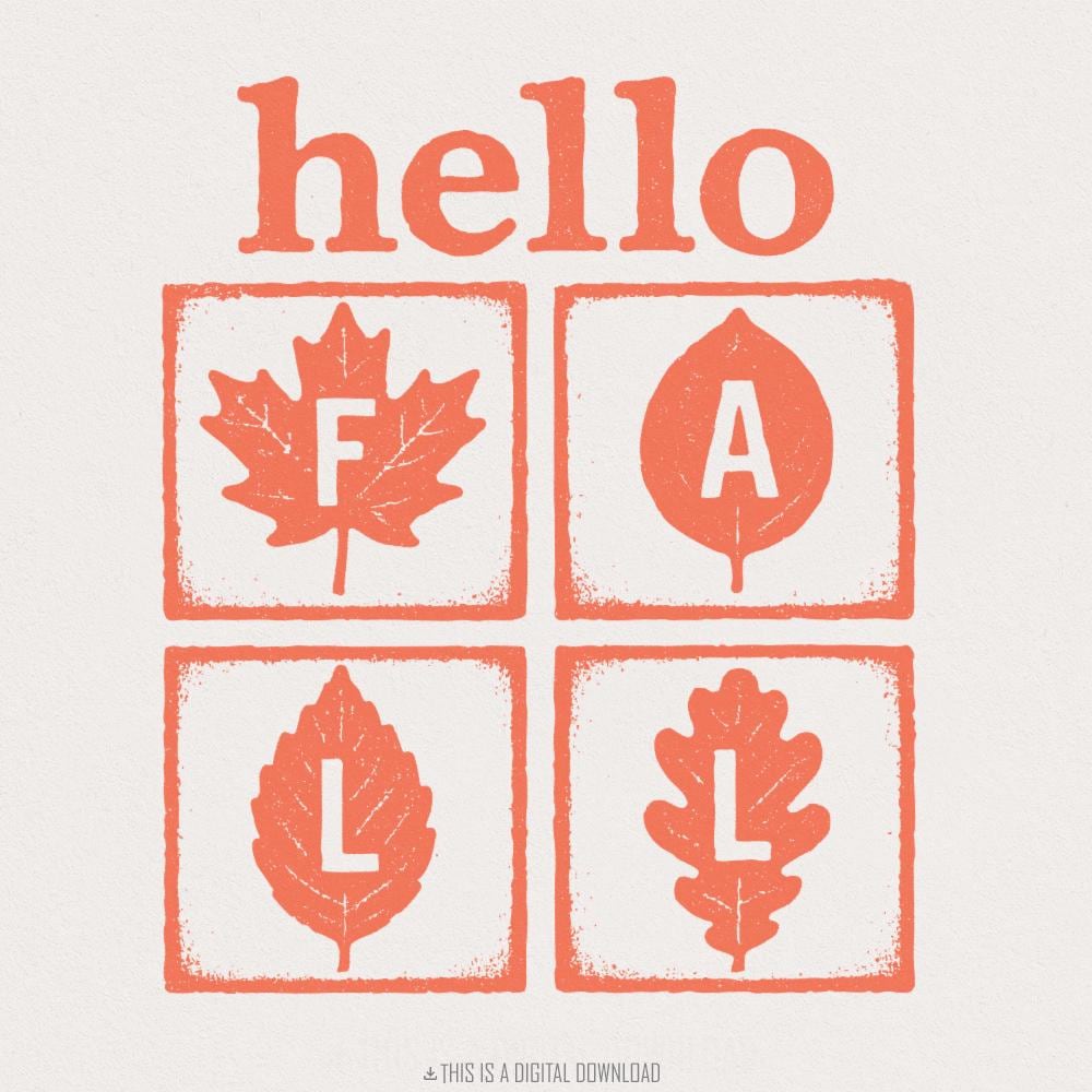 Hello Fall PNG, Autumn Leaves PNG - 300 DPI Design for T-Shirt
