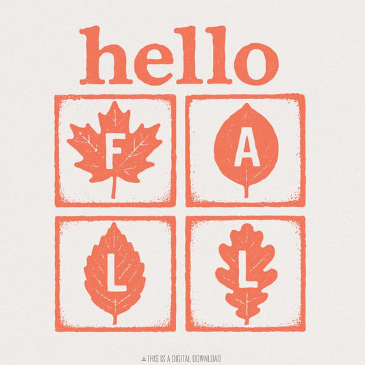 Hello Fall PNG, Autumn Leaves PNG - 300 DPI Design for T-Shirt
