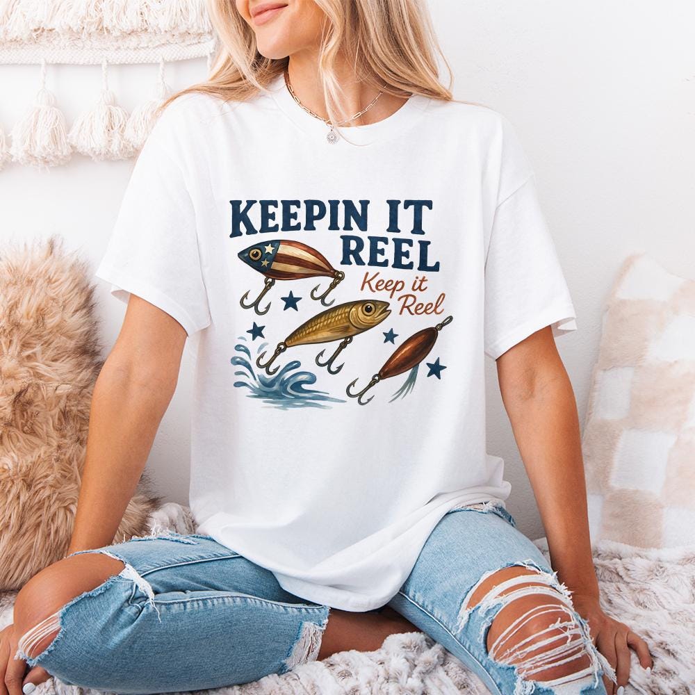 America Fish Flag Png, Keepin' it Reel Png - 300 DPI Design for T-Shirt
