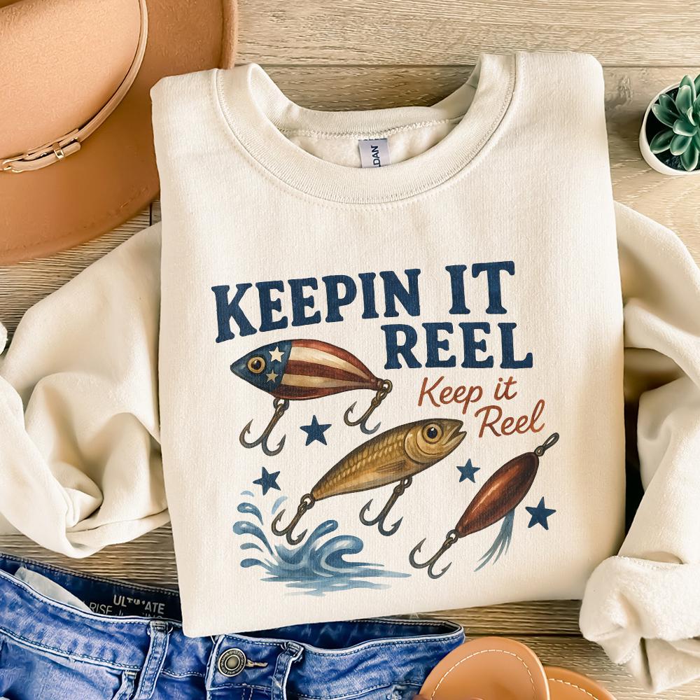America Fish Flag Png, Keepin' it Reel Png - 300 DPI Design for T-Shirt