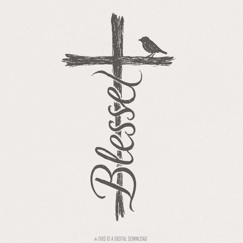 Blessed Cross PNG, Christian Faith Digital Download - 300 DPI Design for