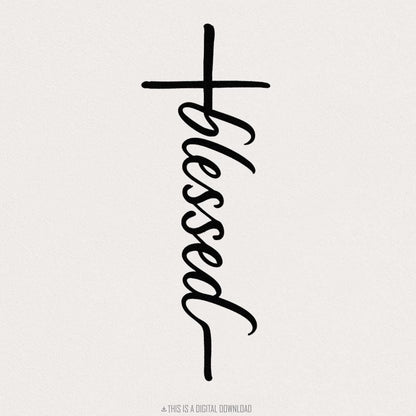 Blessed Cross PNG, Blessed Christian Shirt PNG - 300 DPI Design for T-Shirt