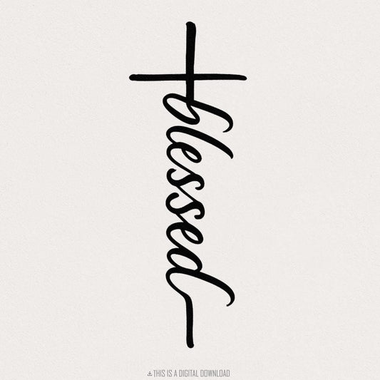 Blessed Cross PNG, Blessed Christian Shirt PNG - 300 DPI Design for T-Shirt