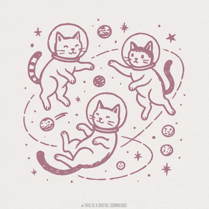 Space Cat Astronaut Cat Cosmic Cat PNG, Whimsical Galaxy Cat Art PNG -