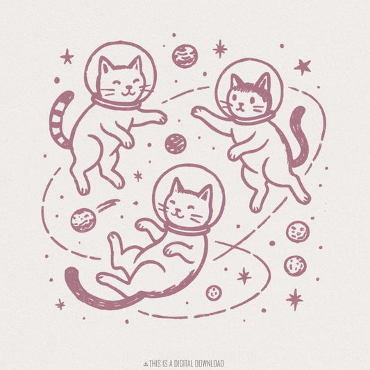 Space Cat Astronaut Cat Cosmic Cat PNG, Whimsical Galaxy Cat Art PNG -