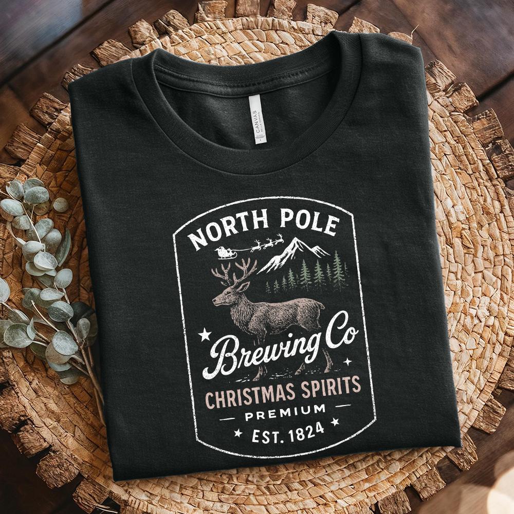 North Pole Brewing Co Christmas Spirits Premium PNG, Vintage Holiday
