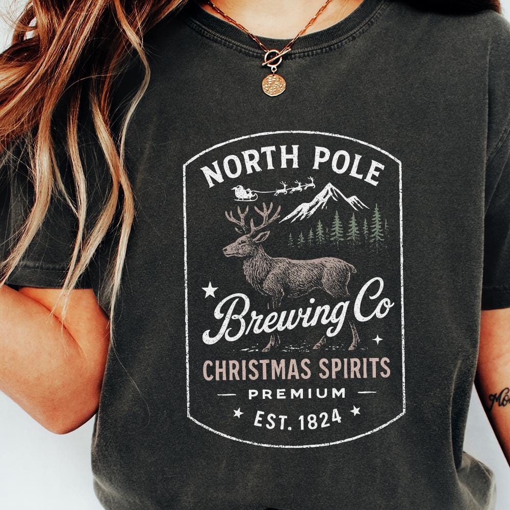 North Pole Brewing Co Christmas Spirits Premium PNG, Vintage Holiday