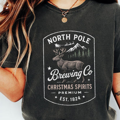North Pole Brewing Co Christmas Spirits Premium PNG, Vintage Holiday
