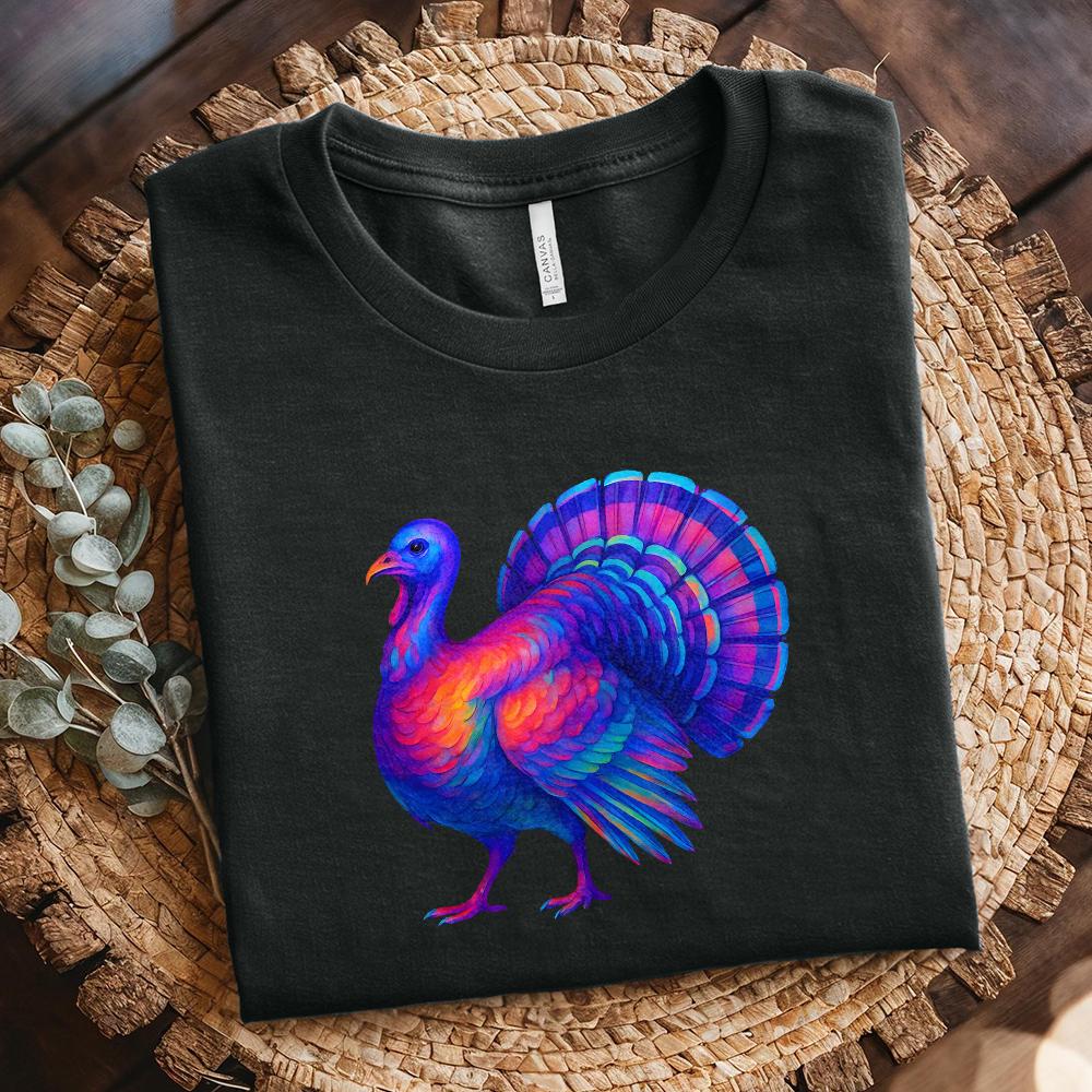 Turkey PNG, Vibrant Rainbow Turkey Sublimation - 300 DPI Design for T-Shirt