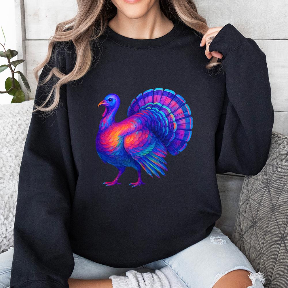 Turkey PNG, Vibrant Rainbow Turkey Sublimation - 300 DPI Design for T-Shirt