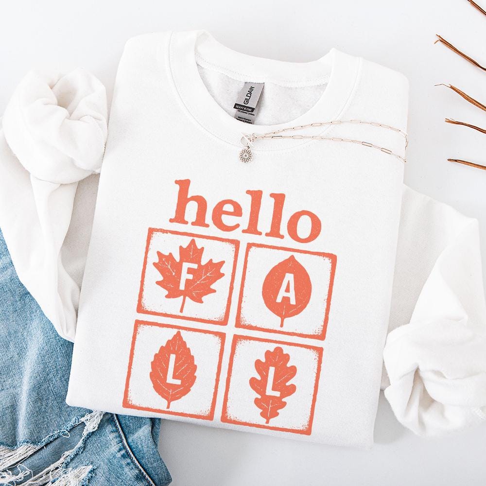 Hello Fall PNG, Autumn Leaves PNG - 300 DPI Design for T-Shirt