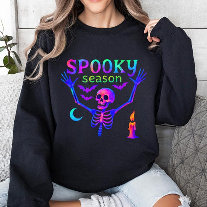 Spooky Season Skeleton PNG, Neon Halloween Bones - 300 DPI Design for
