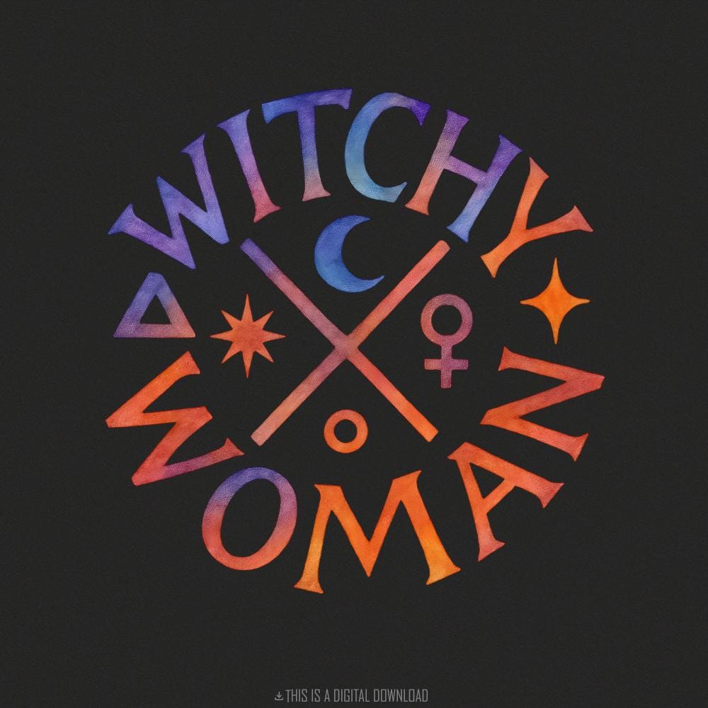 Witchy Woman PNG, Feminine Occult PNG - 300 DPI Design for T-Shirt