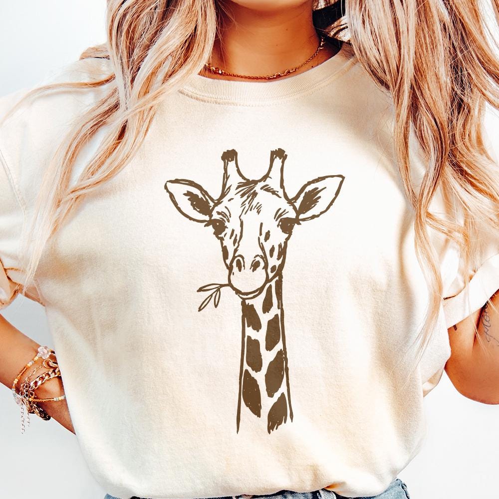 Giraffe With Leaf PNG • Hand Drawn Giraffe Digital Art PNG Download •