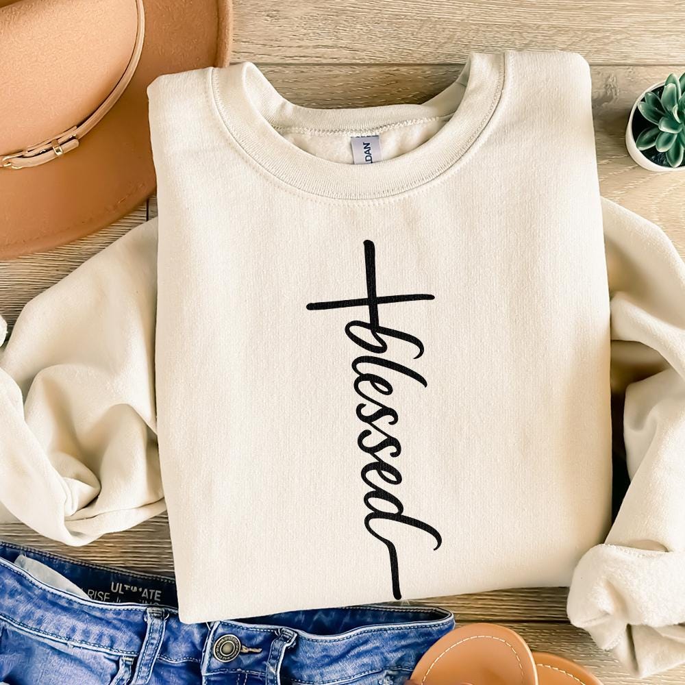 Blessed Cross PNG, Blessed Christian Shirt PNG - 300 DPI Design for T-Shirt