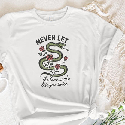 Never Let The Same Snake Bite You Twice PNG, Retro Snake And Rose Design