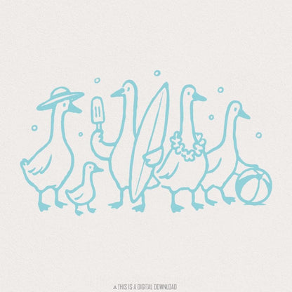 Funny Duck Christmas PNG, Santa Ducks Christmas Light PNG - 300 DPI