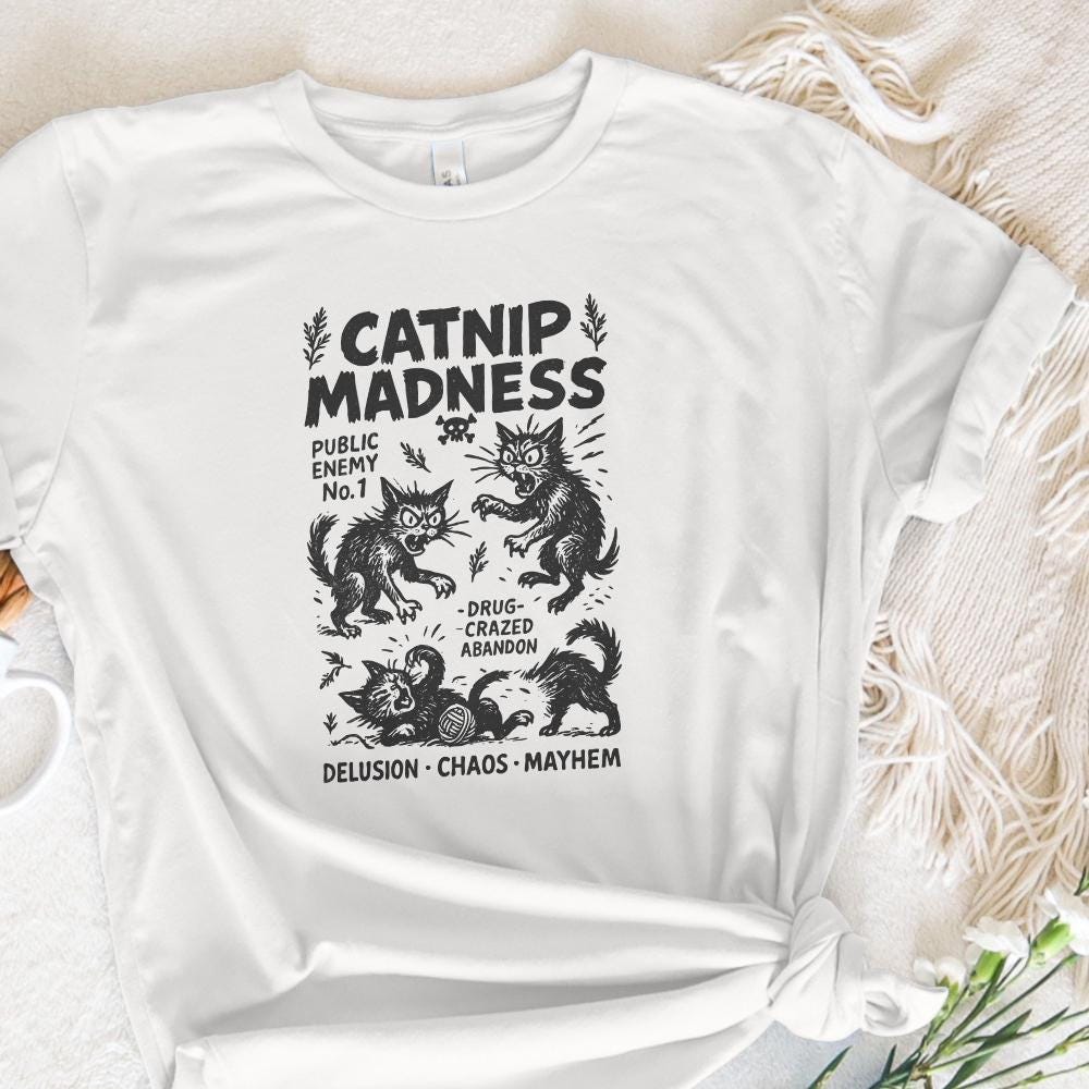 Catnip Madness PNG, Funny Cat Lover Vintage Cat Design - 300 DPI Design