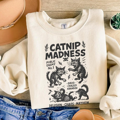 Catnip Madness PNG, Funny Cat Lover Vintage Cat Design - 300 DPI Design
