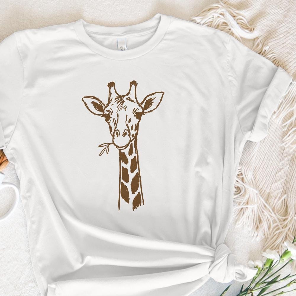 Giraffe With Leaf PNG • Hand Drawn Giraffe Digital Art PNG Download •