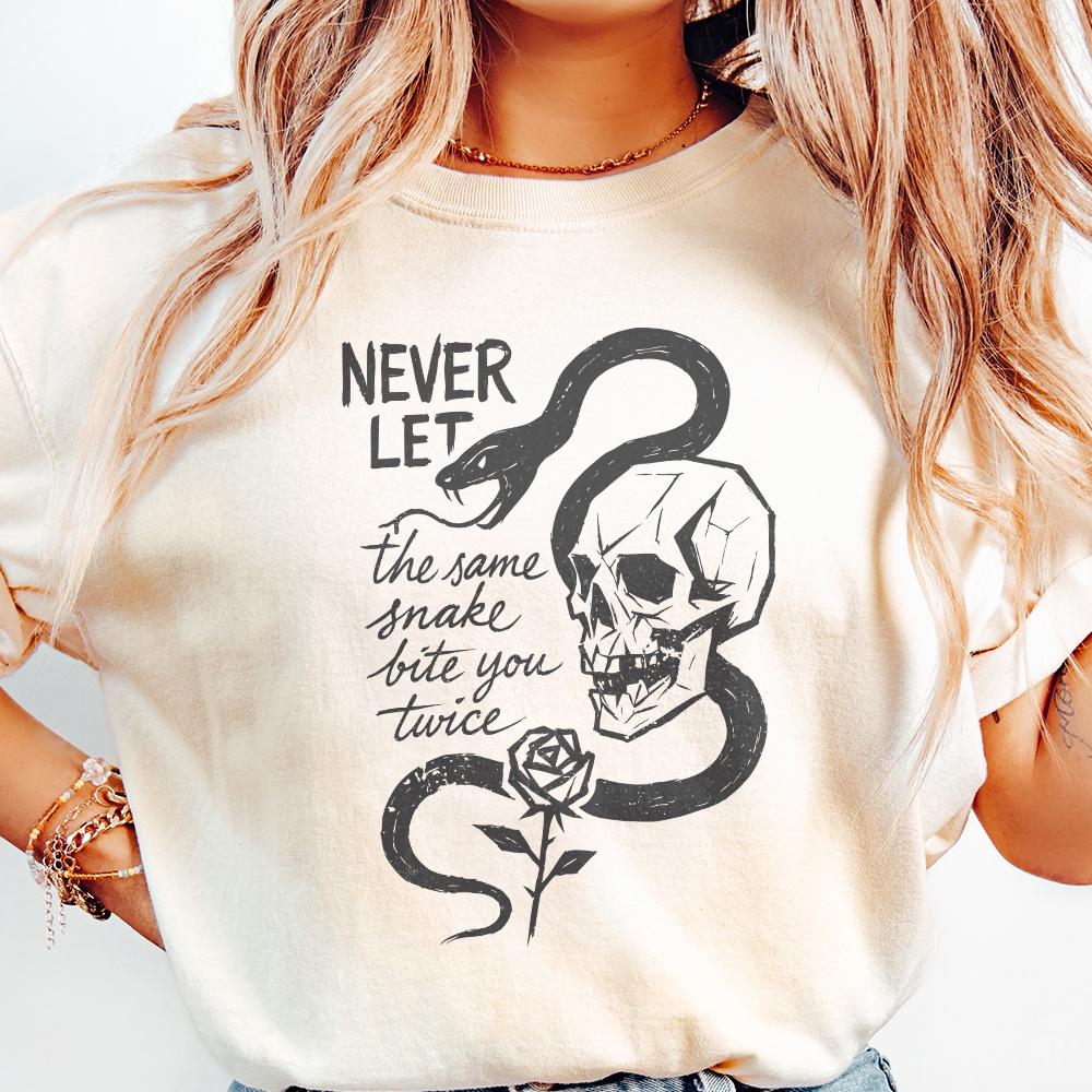 Never Let the Same Snake Bite You Twice PNG, Skull Snake Rose Tattoo Art