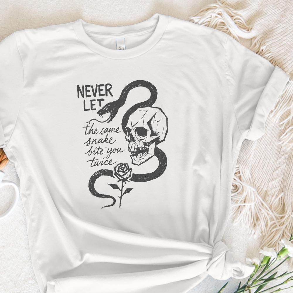 Never Let the Same Snake Bite You Twice PNG, Skull Snake Rose Tattoo Art