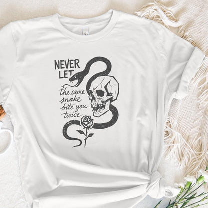 Never Let the Same Snake Bite You Twice PNG, Skull Snake Rose Tattoo Art
