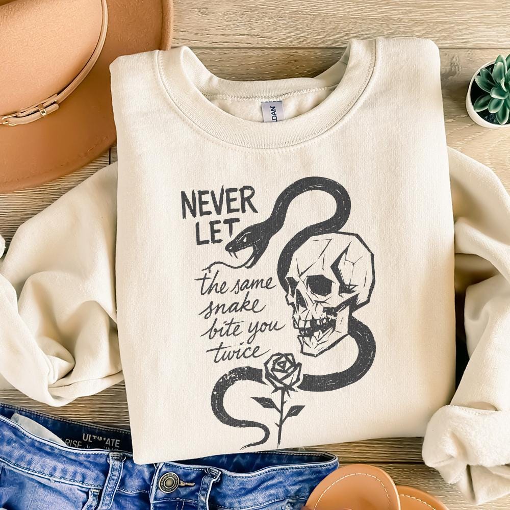 Never Let the Same Snake Bite You Twice PNG, Skull Snake Rose Tattoo Art