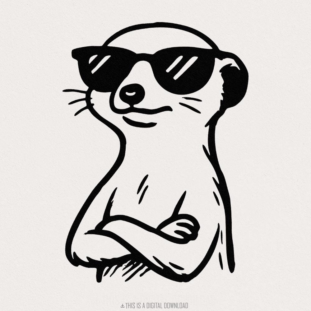 Cool Meerkat PNG, Funny Animal Digital Download - 300 DPI Design for