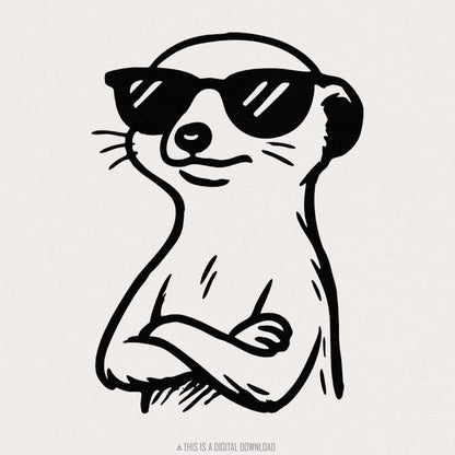Cool Meerkat PNG, Funny Animal Digital Download - 300 DPI Design for