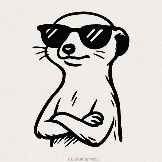 Cool Meerkat PNG, Funny Animal Digital Download - 300 DPI Design for