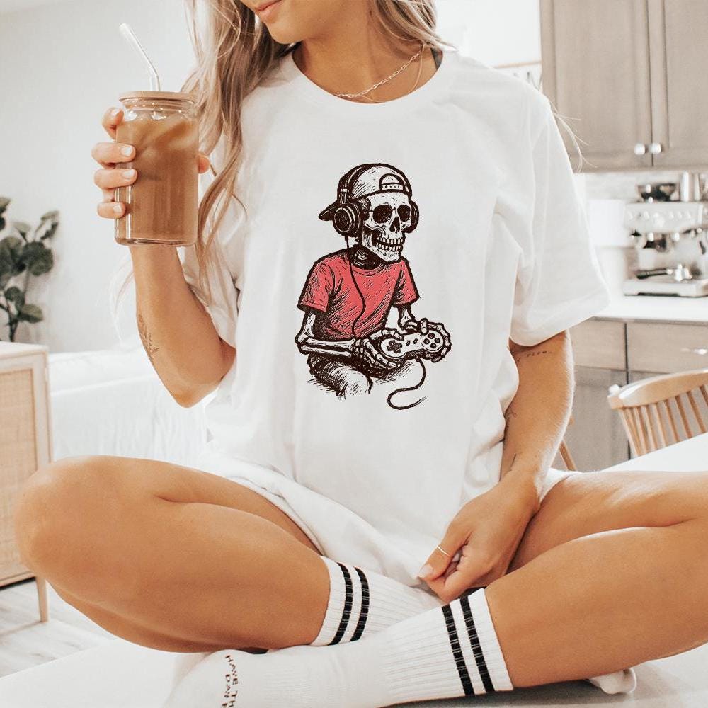 Gamer Skeleton PNG, Cool Digital Download - 300 DPI Design for T-Shirt