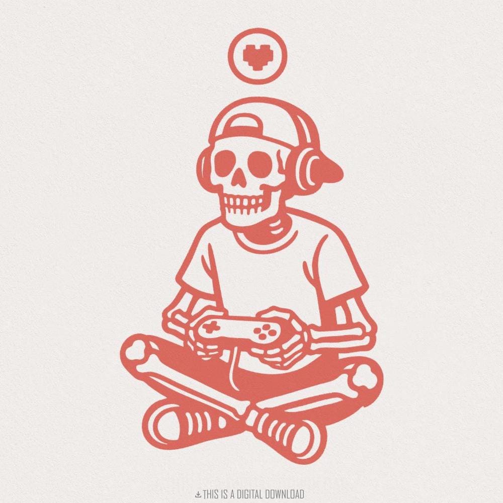 Gaming Skeleton PNG, Digital Download - 300 DPI Design for T-Shirt
