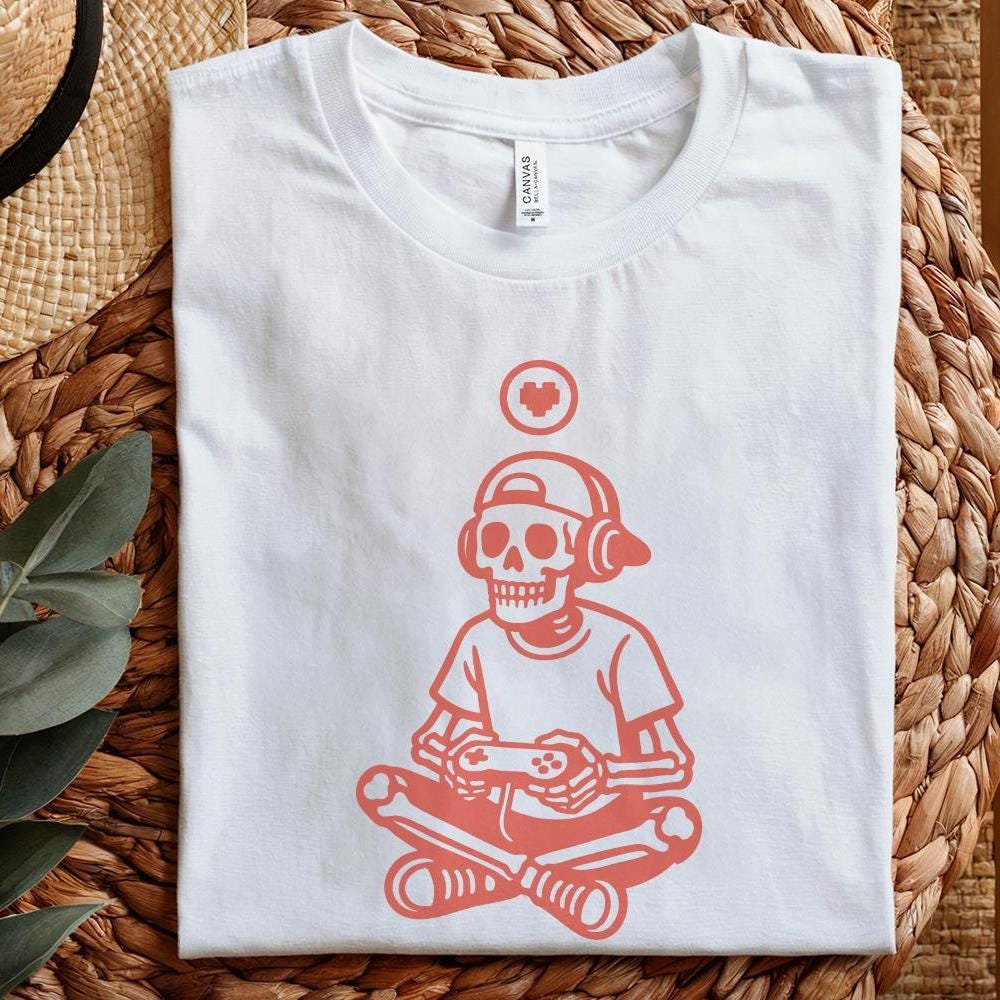 Gaming Skeleton PNG, Digital Download - 300 DPI Design for T-Shirt