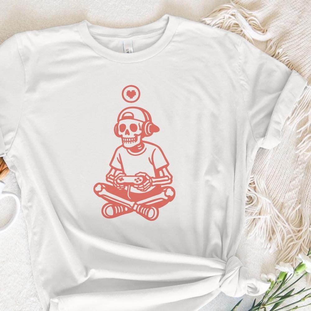 Gaming Skeleton PNG, Digital Download - 300 DPI Design for T-Shirt