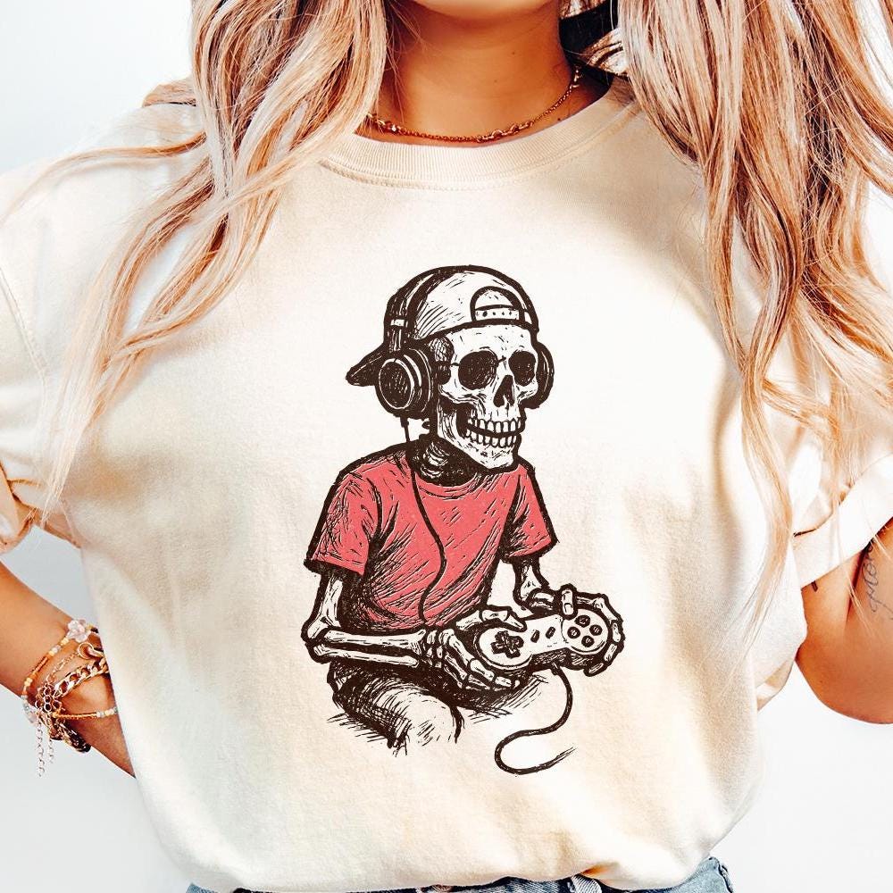 Gamer Skeleton PNG, Cool Digital Download - 300 DPI Design for T-Shirt