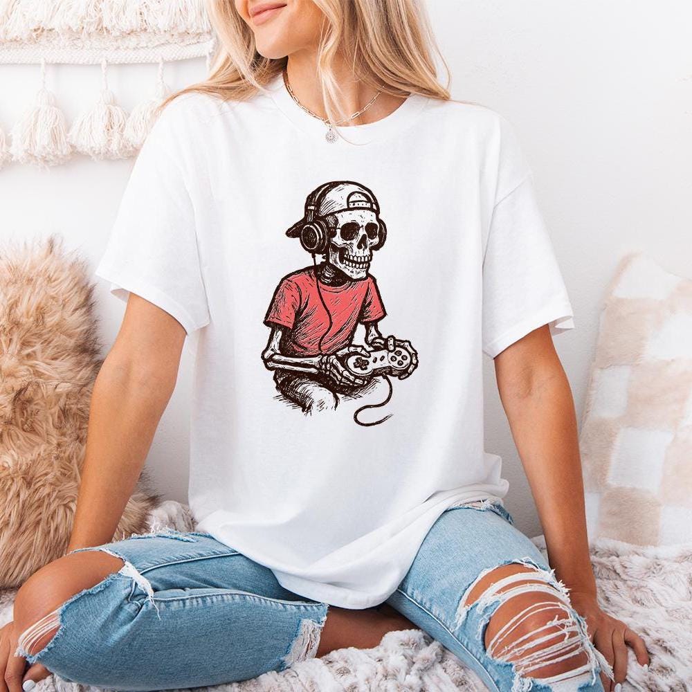 Gamer Skeleton PNG, Cool Digital Download - 300 DPI Design for T-Shirt