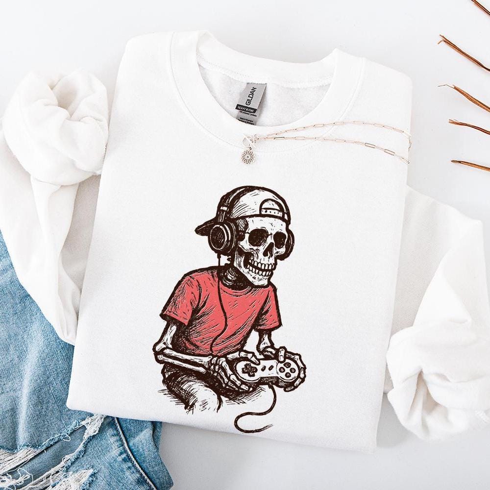 Gamer Skeleton PNG, Cool Digital Download - 300 DPI Design for T-Shirt